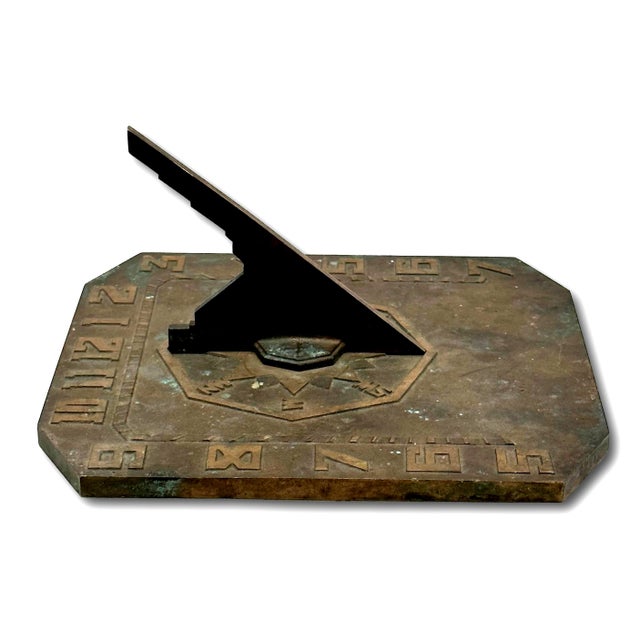 Bronze Unusual & Very Good Quality Art Deco Antique American Solid Cast Bronze Garden Sundial - Circa Early 20th Century For Sale - Image 8 of 18