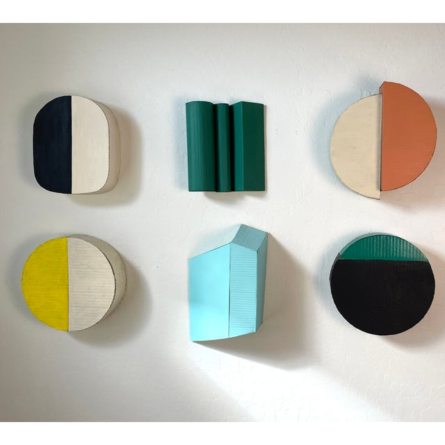 Mid-Century Modern Round Sculpture in Yellow and Cream For Sale - Image 3 of 6