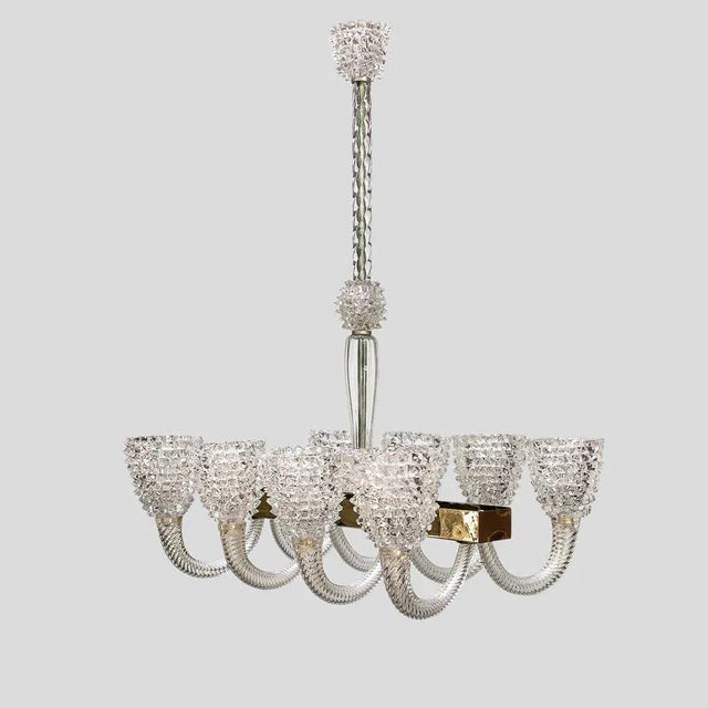 Metal Rostrato Murano Glass Chandelier by Barovier and Toso, 1940s For Sale - Image 7 of 7
