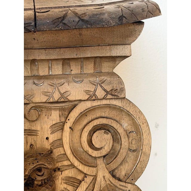 Pair of 19th C. Italian Renaissance Sgabello Hall Chairs - Heavily Carved Walnut For Sale - Image 11 of 18