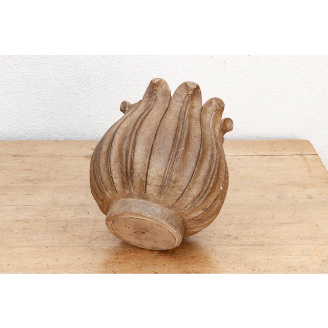 Brown Large Carved Brown Marble Lotus Bowl For Sale - Image 8 of 9
