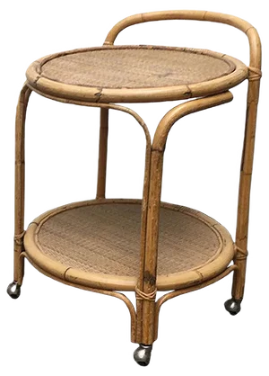 Vintage Italian Rattan & Bamboo Serving Trolley from Dal Vera