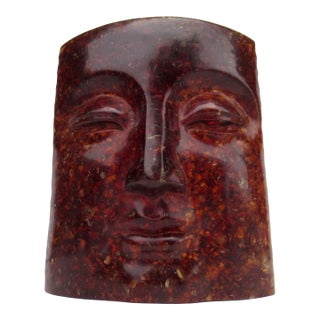 Asian Cast Resin Buddha Face in a Tortoise Shell Look, Decorative Accent Piece For Sale