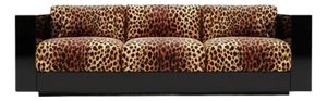 Revolution Sofa in Leopard Velvet and Black Lacquer by Moanne