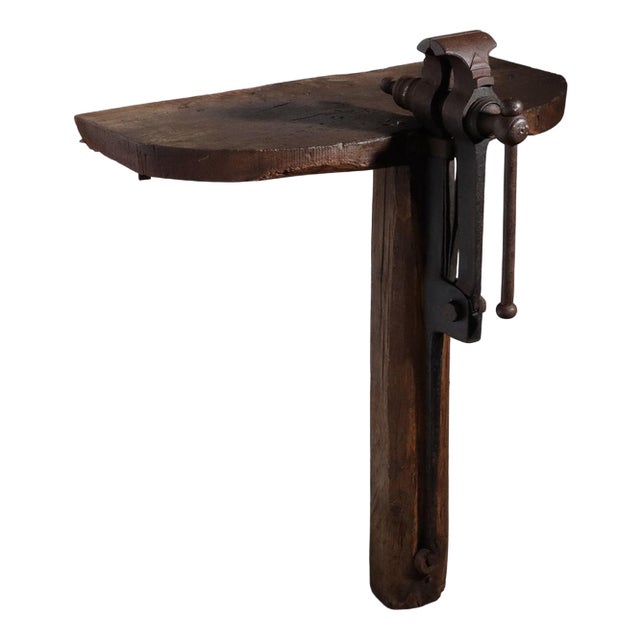 Antique Shelf in Oak and Wrought Iron For Sale