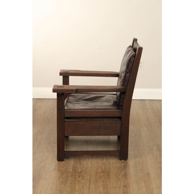 Antique Mission Oak Lounge Chair For Sale - Image 9 of 12