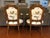 Two French XVIII century upholstered arm chairs (certified by Azur Enchères, Cannes, France.), oak back-rest in hat shape...