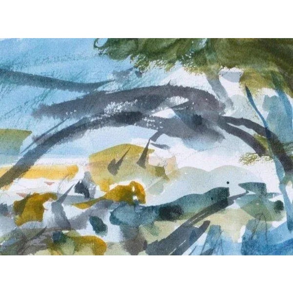 Late 20th Century "Villefond" Naturalistic Aquarelle Painting on Paper by Marcel Saint-Jean For Sale - Image 4 of 11