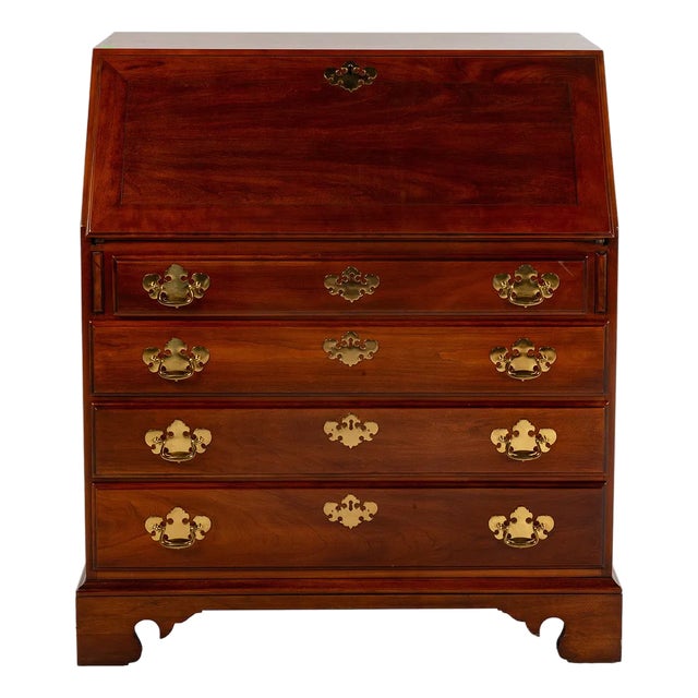 Late 20th Century Georgian Style Mahogany Slant Front Desk by Statton Americana For Sale