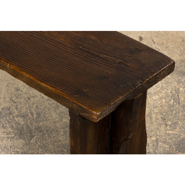 Late 19th Century French Provincial Rustic Pine Farmhouse Bench For Sale - Image 13 of 17