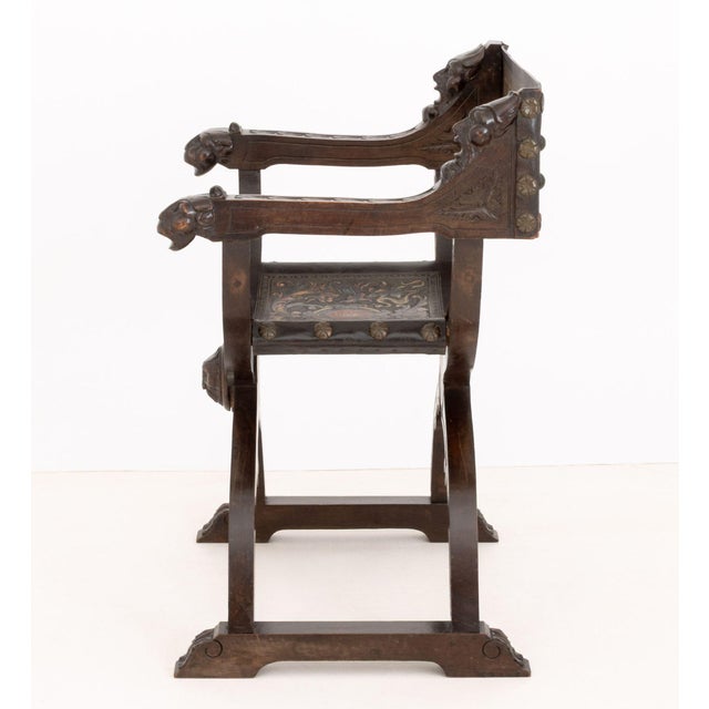 Renaissance Revival Walnut Savonarola Chair For Sale - Image 9 of 10