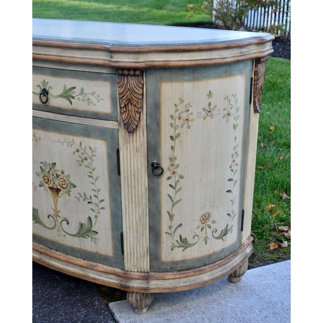 Vintage Venetian Demilune Cabinet Painted Accent Chest Commode For Sale - Image 4 of 14