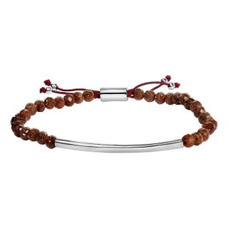 Sterling Silver Sand Bead Station Bracelet Bolo For Sale