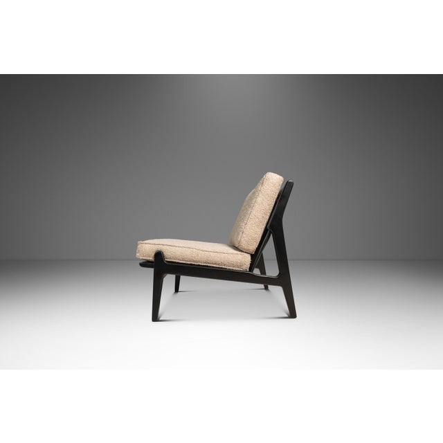 Textile Set of Two (2) Danish Modern Ebonized Lounge Chairs in Bouclé Attributed to Ib Kofod Larsen for Selig, Denmark, C. 1950's For Sale - Image 7 of 18
