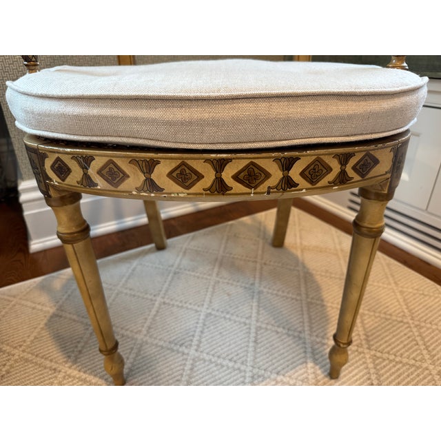 17th Century Neoclassical Hand Painted Accent Chair With Cane-Style Back Detail For Sale - Image 12 of 14