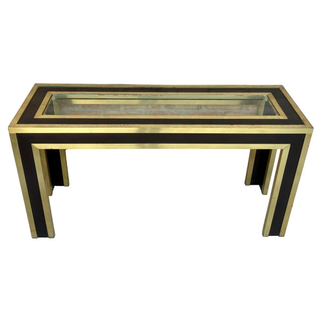 Late 20th Century Gilt Metal and Wood Console Table with Glass Top For Sale - Image 10 of 18