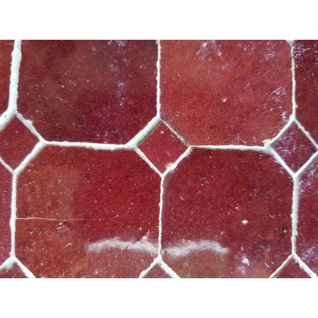 Moroccan Burgundy Moroccan Mosaic Table For Sale - Image 3 of 6