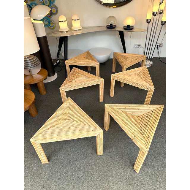 Mid-Century Modern Modular Rattan Tables by Vivai Del Sud. Italy, 1970s For Sale - Image 3 of 11