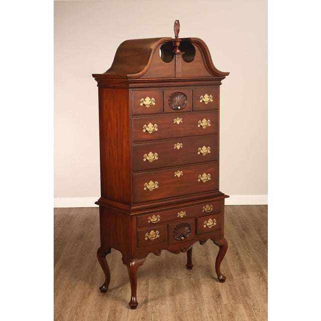 Queen Anne Henkel Harris Virginia Galleries Genuine Mahogany Highboy Chest For Sale - Image 3 of 18