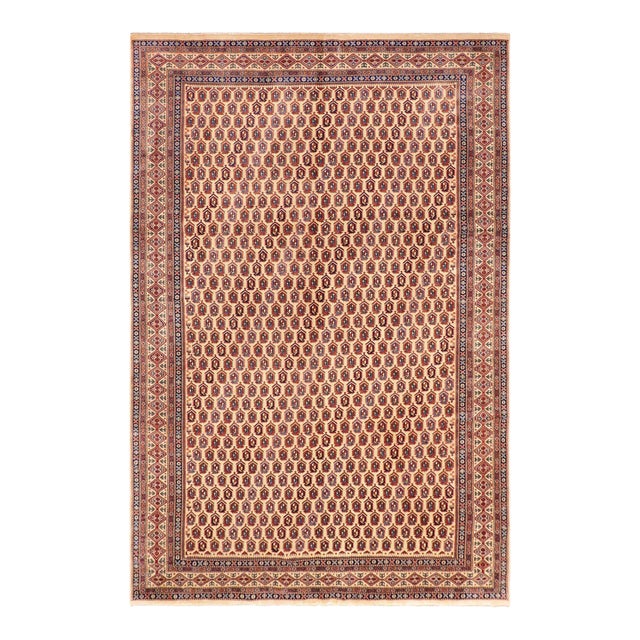 Boho Chic Vintage Shirwan Beige/Blue Wool Rug - 7'3''x10'2'' For Sale