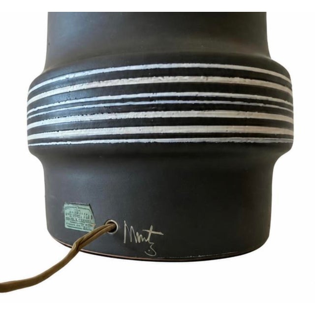 Ceramic Rare 60s Vintage Pair Monumental Double Stacked Tootsie Roll Jane and Gordon Martz Dark Gray Table Lamps For Sale - Image 7 of 9