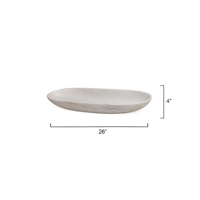 Modern Jamie Young Long Oval Marble Bowl in White For Sale - Image 3 of 12