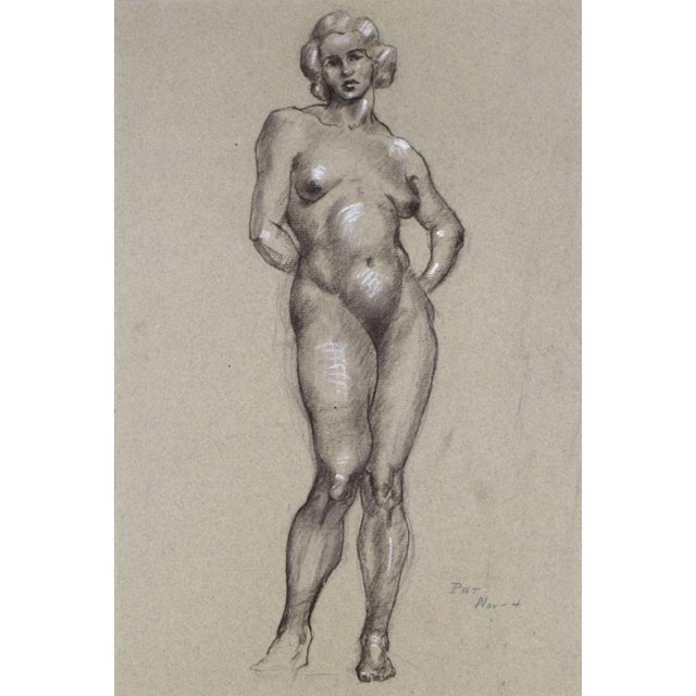 Art Deco Vintage Art Deco Charcoal Nude Figure Study Drawing of a Woman by Illustrator William B Pattengill 1934 For Sale - Image 3 of 8