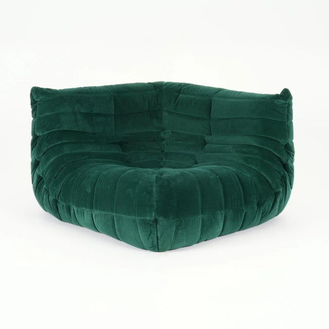 Vintage Ligne Roset Togo 3-Piece Lounge in Emerald Corduroy - Restored For Sale - Image 16 of 18
