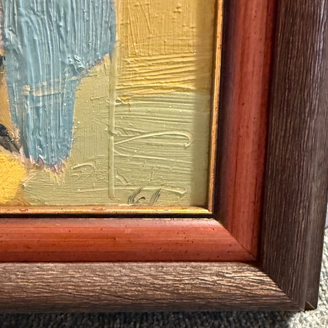 Wood Petite Mid Century Abstract Bull Fighting Painting For Sale - Image 7 of 8