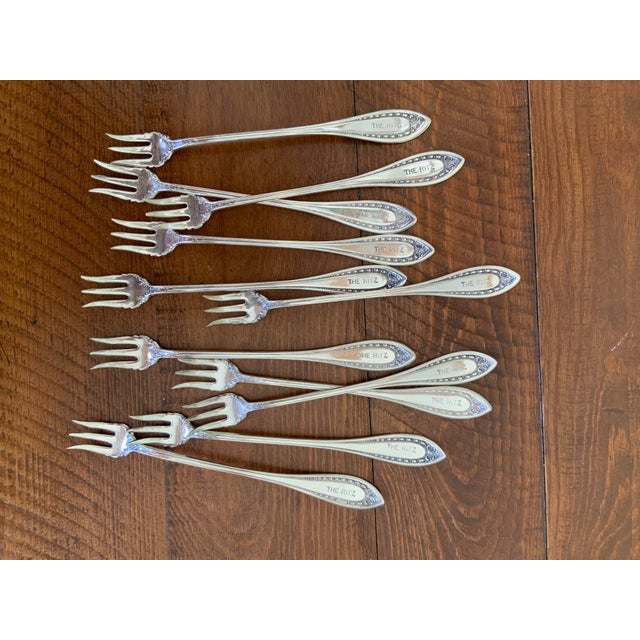 "The Ritz" Antique Hotel Silver Plate Cocktail Forks or Oyster Forks - Set of 11 - Hard to Find! - Seafood Forks, Coastal Entertaining, See Pics! For Sale In New Orleans - Image 6 of 10