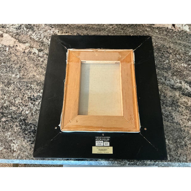 Cabin 1980s Beautifully Framed Tree and Water Painting in Blue and Yellow For Sale - Image 3 of 5