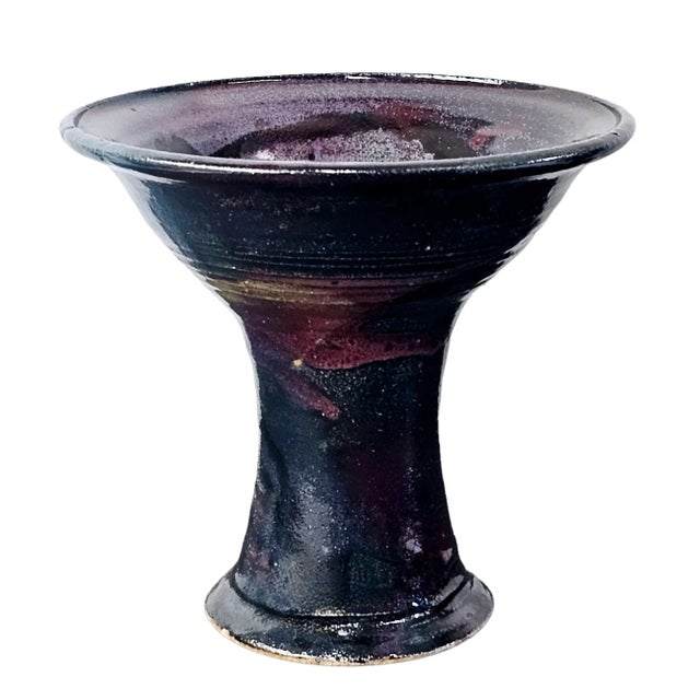 Studio Art Pottery Pedestal Bowl Vase Signed Chairish