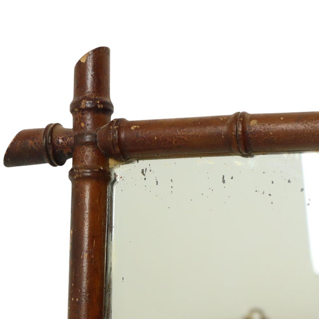 French Wooden Faux Bamboo Mirror For Sale - Image 4 of 15