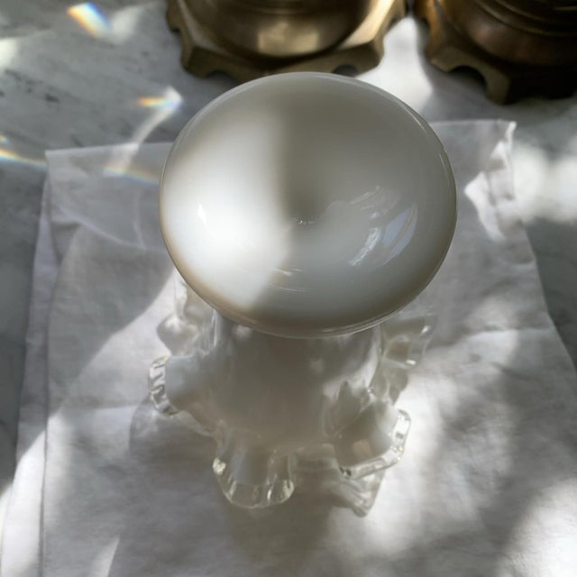 Mid 20th Century Vintage Fenton Silver Crest Vase Ruffled Milk Glass For Sale - Image 5 of 9