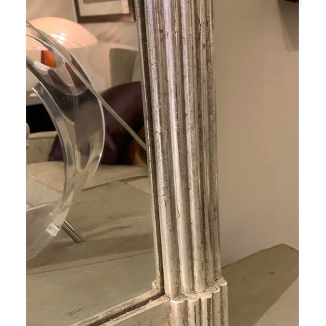 Fabulous 19thC French silver gilt mirror. Reeded and cross detail