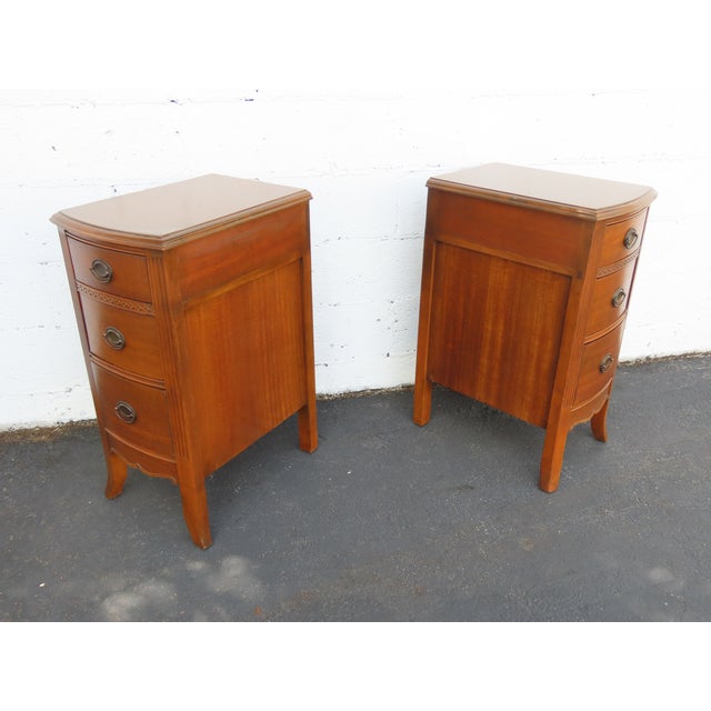 Tall and Narrow Mahogany Nightstands End Bedside Tables a Pair 6658 For Sale - Image 9 of 18