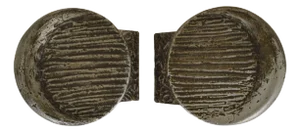 Brutalist Push and Pull Round Door Handles in Aluminum and Bronze 1970s, Set of 2