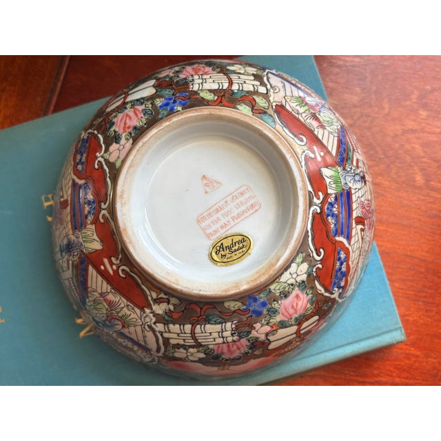 Ceramic Vintage Chinese Rose Medallion Famille Rose Enameled Porcelain Bowl For Sale - Image 7 of 8