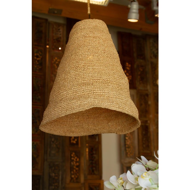 Textile 1990s Tall Coastal Bell Shape Sea Grass Woven Lantern For Sale - Image 7 of 8