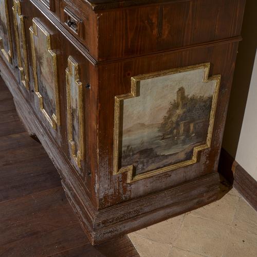 Wood Sideboard with Painted Decorations For Sale - Image 7 of 9