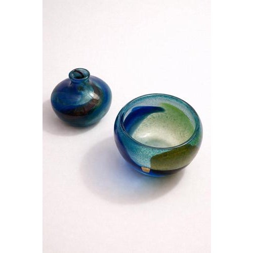 Glass Abstracta Art Glass Vase and Bowl by Bengt Orup for Johansfors, Sweden, 1960s, Set of 2 For Sale - Image 7 of 9