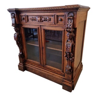 Renaissance Style Display Cabinet in Oak For Sale