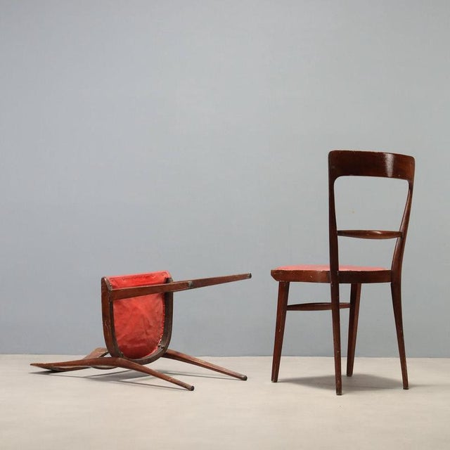 Vintage Beech and Leatherette Chairs, Italy, 1950s, Set of 4 For Sale - Image 9 of 10
