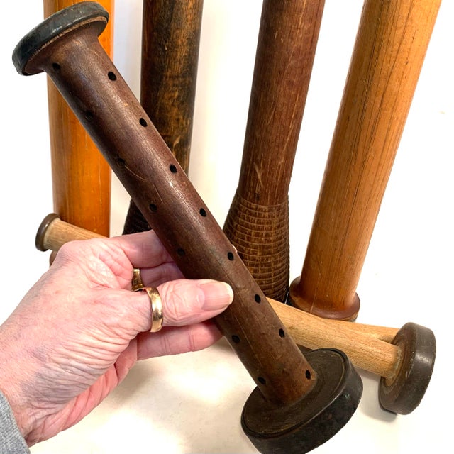 Early 20th Century Wooden Textile Quills Mixed Set of 8 For Sale - Image 4 of 12