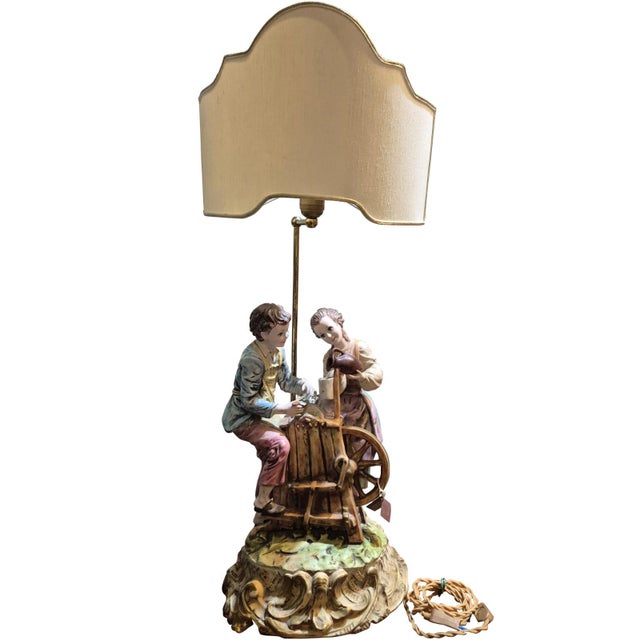 Large Porcelain Figural Table Lamp from Capodimonte, 1960s For Sale - Image 6 of 16