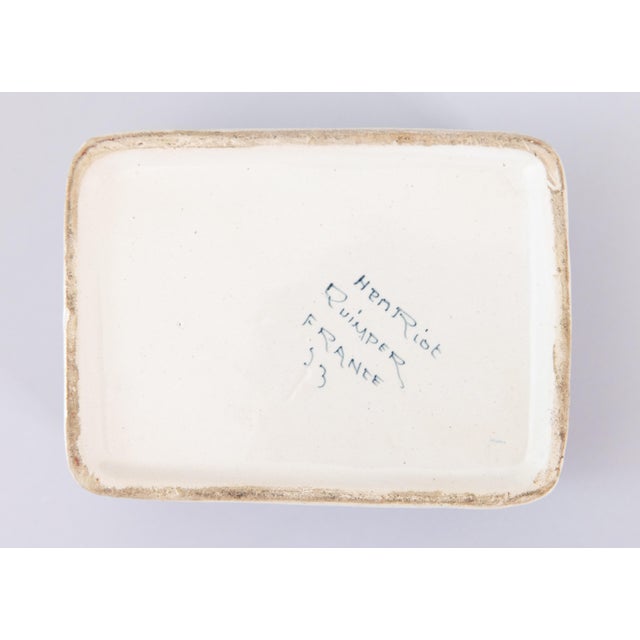 Orange Antique French Faience Quimper Lidded Trinket Box For Sale - Image 8 of 9