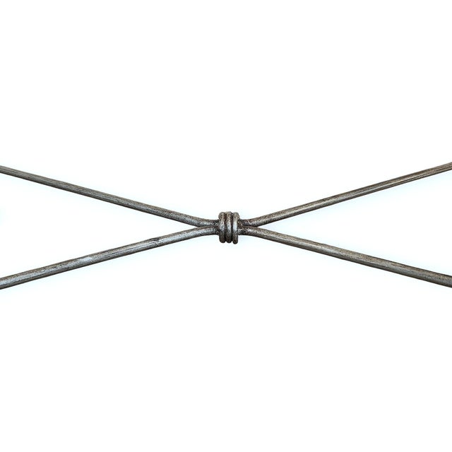 Brutalist 1980s Brutalist Metal and Glass Console Table Inspired by Giacometti For Sale - Image 3 of 4