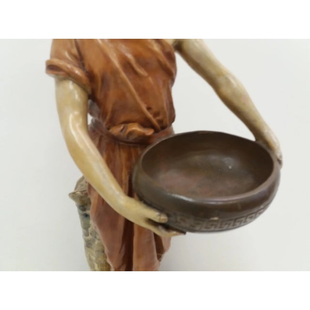 Czechoslovakian Art Deco Terracotta Girl Statue, 1930s For Sale - Image 3 of 18