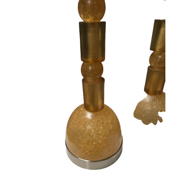 Vintage Crushed Ice Resin Lamps by Marie-Claude De Fouquières, 1970s, Set of 2 For Sale - Image 9 of 10