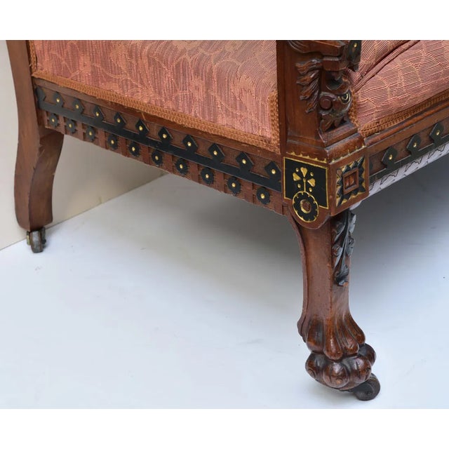 Red Attributed to Daniel Pabst, Aesthetic Movement Settee, Philadelphia, Circa 1885 For Sale - Image 8 of 8
